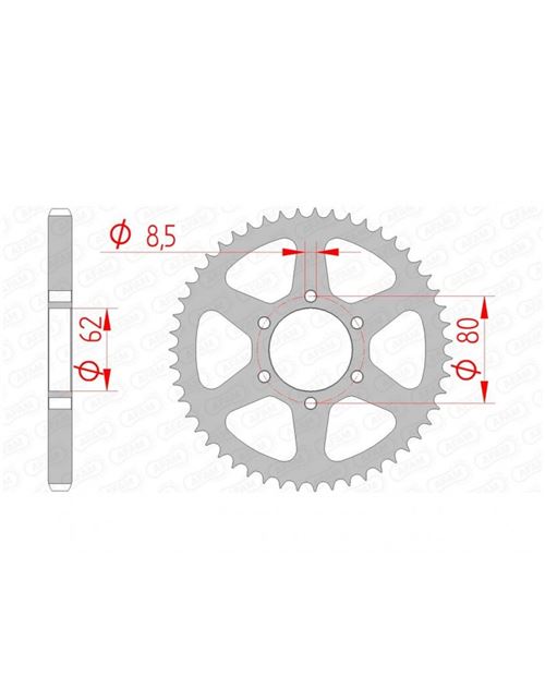 Couronne AFAM 52 dents acier standard pas 428 type 12208