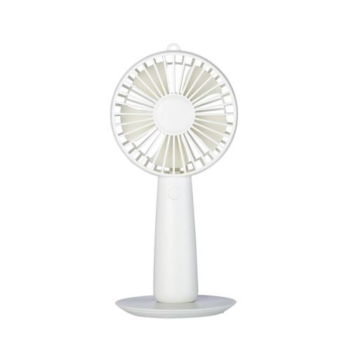 ventilateur mini portable 3 vitesses avec miroir de maquillage USB rechargeable blanc
