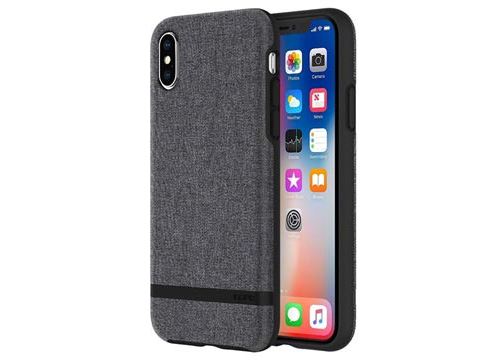 Incipio Esquire Series Carnaby - Achterzijde behuizing voor mobiele telefoon - textiel, thermoplastic polyurethaan (TPU) - grijs - voor Apple iPhone X