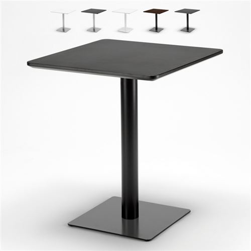 Table 60x60 carrée avec pied central pour bar bistrots Horeca, Couleur: Noir - Noir