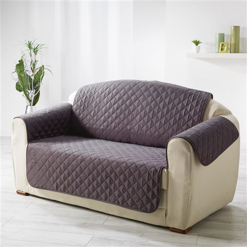 Protege canape matelasse 279 x 179 cm microfibre unie club Anthracite
