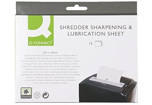 Q-Connect 10509 Feuille Prélubrifiée Tout Modèle Destructeur 220x150mm Lot de 12 Assorties
