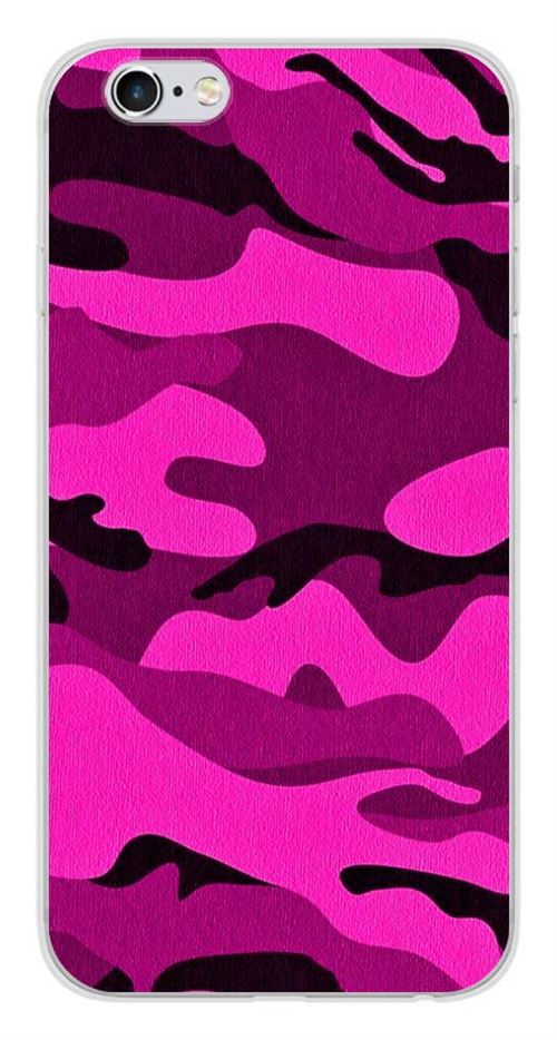 Coque en silicone imprimée compatible iPhone 6 Plus iPhone 6S Plus Camouflage rose