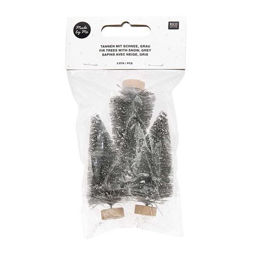 Lot de 3 sapins de Noël en bois gris 7 cm - Rico Design