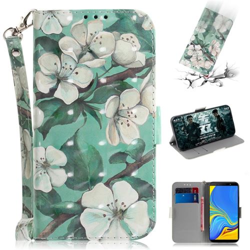 Etui en PU impression de motifs jolies fleurs pour votre Samsung Galaxy A7 (2018)