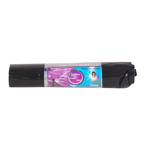 20 Sacs poubelle - 30 L - Noir