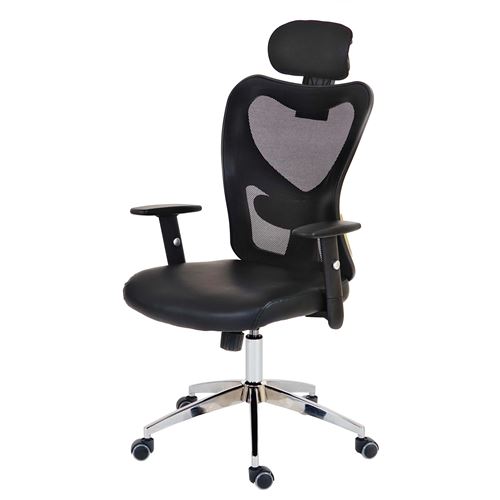 Mendler Chaise de bureau Atlanta, fauteuil de direction chaise pivotante chaise de bureau, similicuir ~ noir