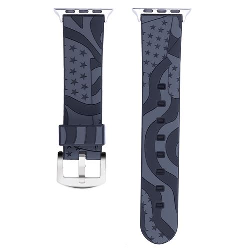 Bracelet en silicone motif du drapeau national souple bleu pour votre Apple Watch Series 4 40mm/Series 3 2 1 38mm