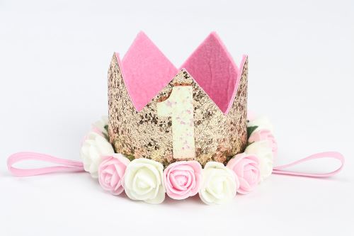 Bébé fille 1er anniversaire fête chapeau fleur princesse couronne décor accessoires pour cheveux N.