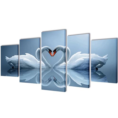 Vidaxl set de toiles murales imprim&eacute;es cygnes 200 x 100 cm 241569