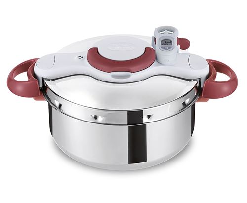Tafal Clipso Minut Perfect Autocuiseur en acier inox avec 5 systèmes de sécurité et fermeture facile à une main, rouge, Acier inoxydable, edelstahl/weiß/rot, 37.4 x 28.5 x 24.6 cm