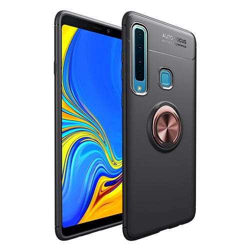 Coque en TPU bague de doigt noir/rose or pour votre Samsung Galaxy A9 (2018)/A9 Star Pro/A9s
