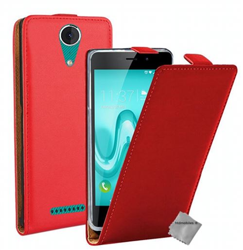 Housse etui coque pochette PU cuir fine pour Wiko Tommy 2 avec verre trempe - ROUGE