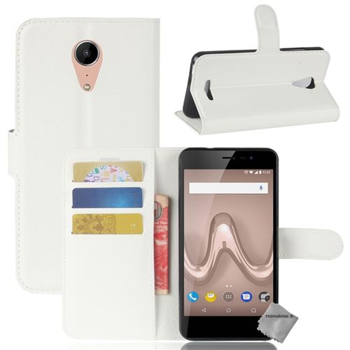 Housse etui coque pochette portefeuille pour Wiko Tommy 2 avec verre trempe - BLANC