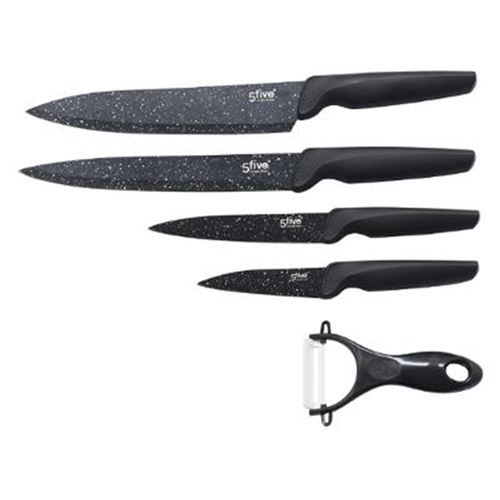 Coffret 5 Pièces Inox Couteaux 37cm Noir