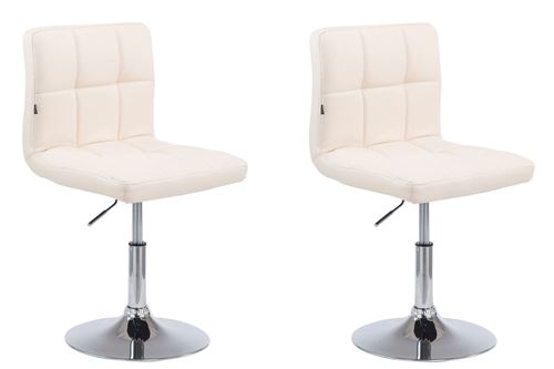 Lot de 2 chaises lounge Palma V2 en similicuir - Piètement en métal chromé - Couleur du Siège Crème
