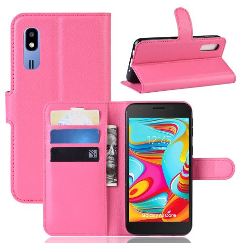 etui en pu magnetique avec support couleur rose pour votre samsung galaxy a2 core
