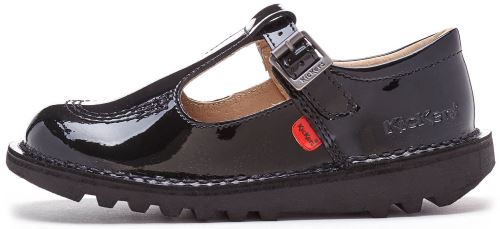Kickers Kick T-Bar Classic Infant Back to School Chaussures en Patent Noir 112531 [UK 10 EU 28]