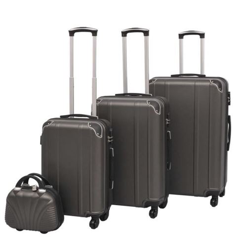 Non Communiqué Gris Ensemble De Valises À Roulettes - Vidaxl - 4 Pièces - Anthracite - Coque Rigide - Cadenas Tsa