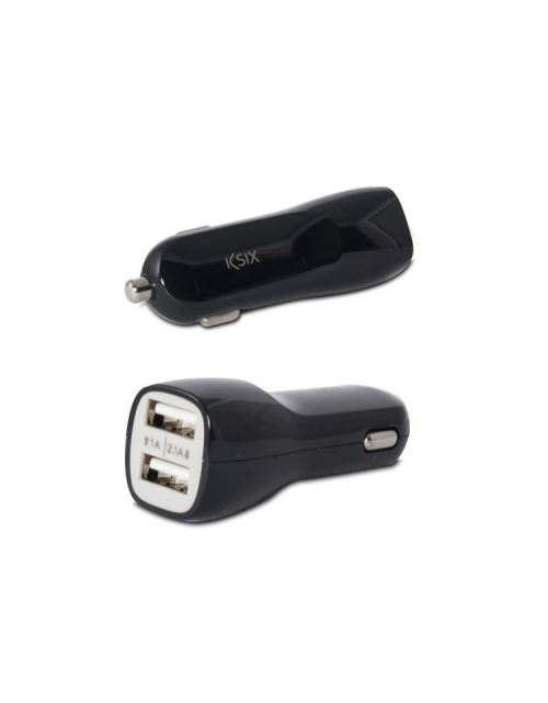 Adaptateur Double Usb Allume Cigare Noir 2,1a Ksix