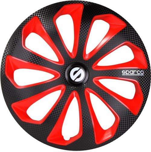 Sparco Enjoliveurs Sicilia 14 pouces ABS noir / rouge lot de 4