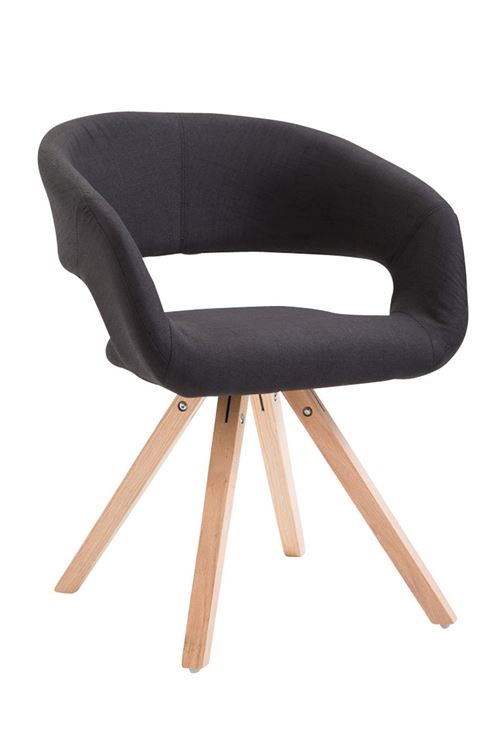 Chaise de salle à manger Suez tissu - Style scandinave - Piètement Nature - Couleur Noir