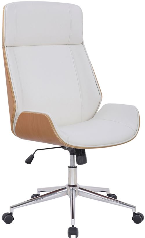 CLP Fauteuil de bureau Varel en similicuir avec coque de siège en bois  Nature / Blanc