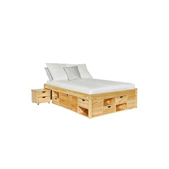 115 Sur Paris Prix Lit Multi Rangements Clark 160x200cm Naturel