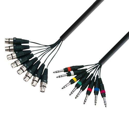 Adam Hall - K3L8FV0300 - Câble Multipaire 8 x XLR femelle vers 8 x Jack 6,35 mm TRS stéréo - 3.00 m