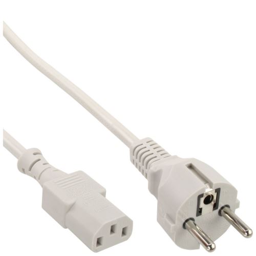 Câble d'alimentation, type F, droit vers connecteur IEC, 5,0 m, gris