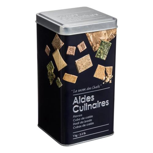 Bac de cuisine pour bouillon cube en fer Noir 1kg 8,8x8,8x h7 cm
