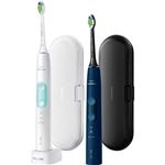 Philips Sonicare hx6851/34 Protect IVE- Clean 4500 Brosse à dents électrique avec technologie sonique, Lot de 2, blanc & bleu foncé,