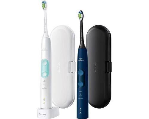 Philips Sonicare hx6851/34 Protect IVE- Clean 4500 Brosse à dents électrique avec technologie sonique, Lot de 2, blanc & bleu foncé,