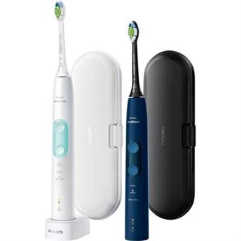 Philips Sonicare hx6851/34 Protect IVE- Clean 4500 Brosse à dents électrique avec technologie sonique, Lot de 2, blanc & bleu foncé,