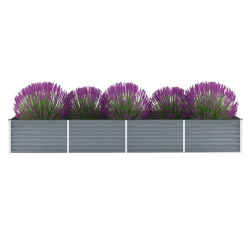 Vidaxl Gris Lit Surélevé De Jardin Acier Galvanisé 320X80x45 Cm - Image 1