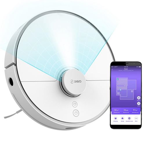 Aspirateur robot 360 S5 Blanc- Aspiration 2000 Pa, 65 dB à faible bruit, Contrôle APP