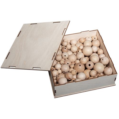 Assortiment de perles en bois - de 3 à 1 cm - 222 pcs