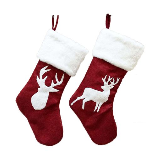 2 pièces Bas de noël sac cadeau Mignons Cerf De Noël - Décorations De Noël46x27CM