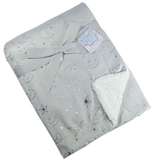 Soft Touch couverture bébé étoiles/lune 75 x 100 cm gris