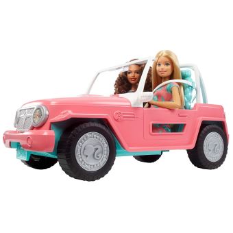 Barbie Voiture Jeep rose, véhicule tout-terrain avec deux sièges  turquoises, deux poupées incluses, jouet pour enfant, FPR59 - Accessoire  poupée - Achat & prix