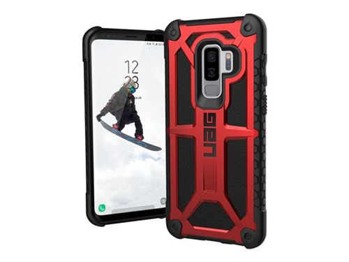 UAG Monarch Series - Achterzijde behuizing voor mobiele telefoon - robuust - eersteklas nerfleder, legeringmetaal - karmozijnrood - voor Samsung Galaxy S9+