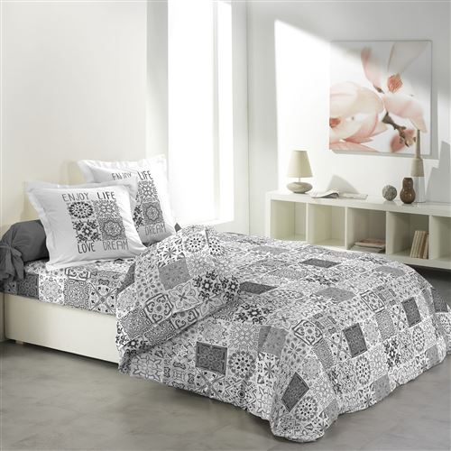Parure drap 4 p. imprime 57 fils allover persane Gris