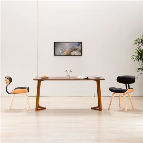 vidaXL Chaises de salle à manger 2 pcs Noir Bois courbé et similicuir