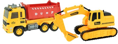Toi-Toys camion à benne basculante et excavateur avec lumière et son jaune