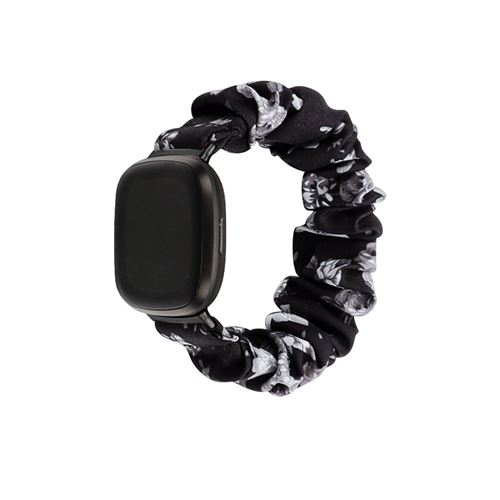 Bracelet en toile élastique pour Fitbit Versa 3 / Sense - Noir&Gris(Taille L)