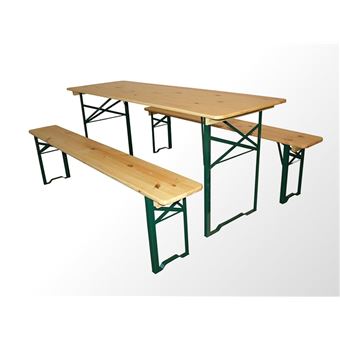 Ensemble Table Et Bancs De Brasserie 180x60x78cm Bois Clair