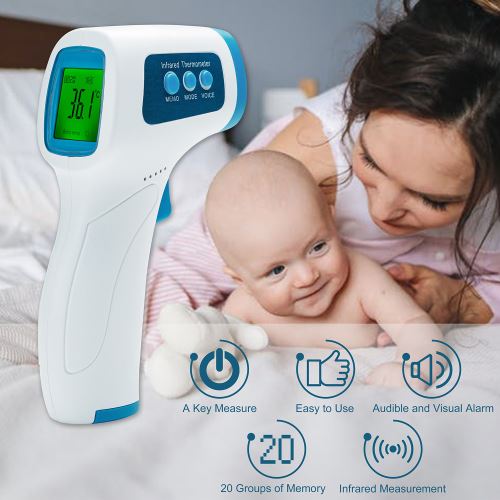 Thermometre Frontal Adulte, Thermometre sans Contact, Thermomètre Médical  Frontal et Auriculaire pour Bébés, Enfants, Adultes et
