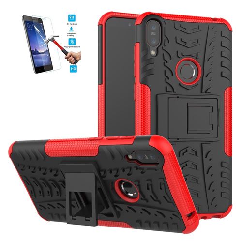 Asus Zenfone Max Pro M1 ZB601KL Anti Choc Rouge Avec Film Verre Trempé Coque Housse Etui Antichoc hfs-house®