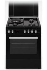 Schneider SCG631CB - Cuisinière - pose libre - largeur : 59.8 cm - profondeur : 61 cm - hauteur : 86 cm - avec système auto-nettoyant - noir mat/anthracite