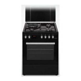 Schneider SCG631CB - Cuisinière - pose libre - largeur : 59.8 cm - profondeur : 61 cm - hauteur : 86 cm - avec système auto-nettoyant - noir mat/anthracite